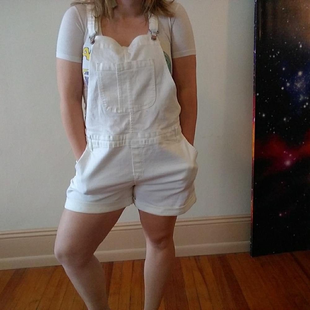 White Denim Overalls